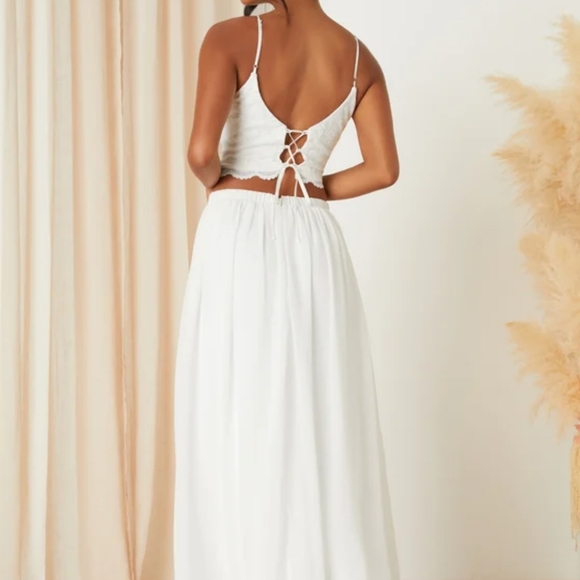Lulus Midnight Memories White Lace Two-Piece Maxi Dress - Picture 2 of 2
